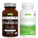 Daily D3 + Ashwagandha+ L-Theanine & Magnezyum Vegetarian Sche, 365 2000iu Vitamin D3 Tabletler + 600 mg KSM-66 Ashwagandha ile çinko & B Vitaminleri, Igennus