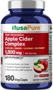 NusaPure Apple Cider Vinegar Kompleksi 1500 mg 180 Veg Caps Vegetarians and Vegans, Non-GMOMO