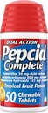 Pepcid Complete Acid Reducer + Antacid for Acid Reflux, 10mg Famotidine, 800mg Ασβέστιο Ανθρακικό & 165mg Μαγνήσιο Υδροξείδιο ανά Heartburn Tablet, Αντιόξινα μάσημα, Τροπικά Φρούτα, 50 ct
