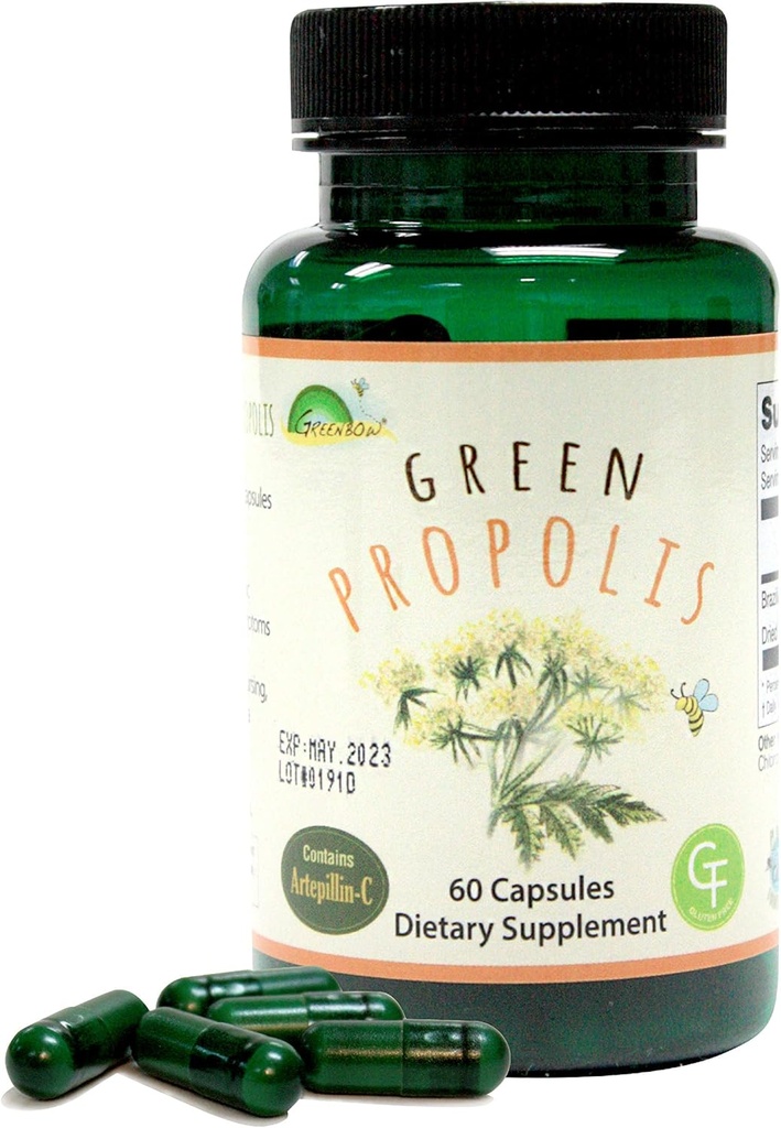 Greenbow Green Propolis – Real Brezilyalı Green Propolis, Contains Artepillin C - En Beslenme Paketinden Biri (Vegan Capsule)