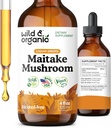 Wild & Organic Maitake Mushroom Tincture - Immune Support Supplement - Liquid Maitake Mushroom Extract - Vegan, Sugar & Alkol-Free Drops - 4 fl ozz
