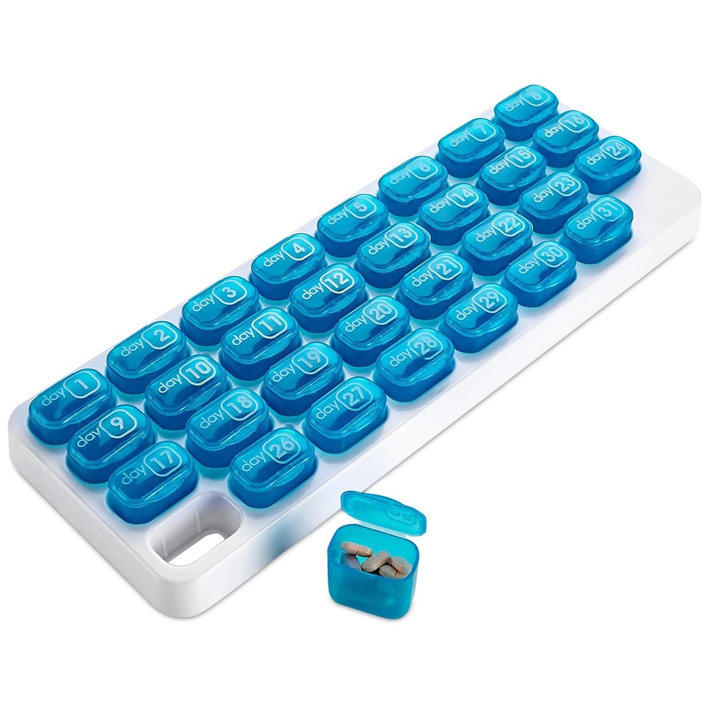 Aylık Pill Organizer - 31 Günlük Pill Büyük Taşınmaz İlaçları Pods, Portre Pill Case Box ve Günlük Tıp ve Vitaminler için Büyük Seyahat Için Büyük MEDca
