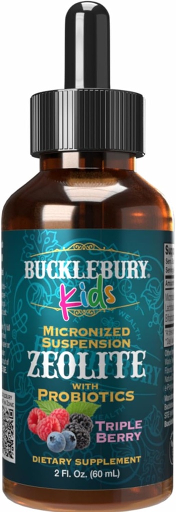 BUCKLEBURY Liquid Zeolite Detox για παιδιά με προβιοτικά - Ζάχαρη χωρίς φυσικά Berry Flavour Probiotics για παιδιά - Zeolite Heavy Metal Detox και ανοσοποιητική υποστήριξη - 2 FL Oz