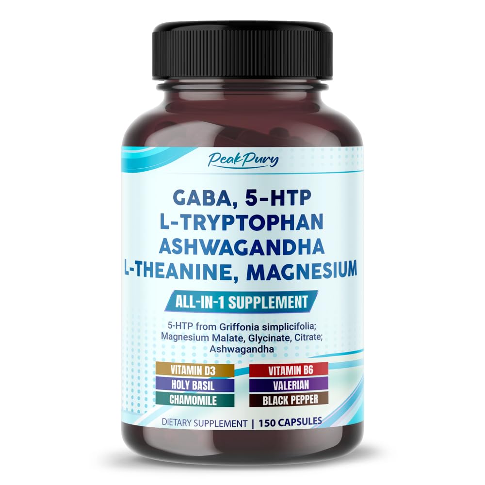 GABA, 5-HTP L-Tryptophan Ashwagandha Chamomile L-Theanine Magnesium