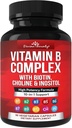 Divine Bounty Super B Complex Vitamins - Όλες οι βιταμίνες Β συμπεριλαμβανομένων των B12, B1, B2, B3, B5, B6, B7, B9, Folic Acid - Vitamin B Supplement - Υποστήριξη Υγιεινής Ενέργειας Μεταβολισμός - 90 κάψουλες χορτοφάγων
