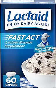 Lactaid Fast Act Lactose Infenderance Relief Caplets, Lactase Enzyme to Prevent Gas, Bloating and Diarrhea Λόγω της ευαισθησίας της λακτόζης, Single-Serve Συμπληρώματα για Ταξίδι και On-The-Go, 60 Count