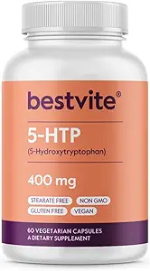 BESTVITE 5-HTP 400mg per Capsule (60 Vegetarian Capsules) - No Stearates - Vegan - Non GMO - Gluten Free - Extra Strength 5HTP