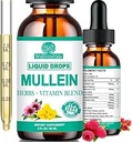 Lungs için Mullein Drops, Organik Mullein Leaf Extract w/Elderberry Echinacea Drops for Lung Health Mullein Leaf Tincture Alkol Free - Lung Detox for Smoker Sinus Immunity & Respiratory Support
