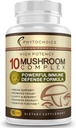 10 Mushroom Kompleksi Nootropic Brain Supplement-En İyi Fonksiyonel Mushrooms-Brain Memory Focus Energy, Immune Support-Lions Mane-Reishi-Cordyceps-Chaga-Türkiye Tail (90 kapsül)