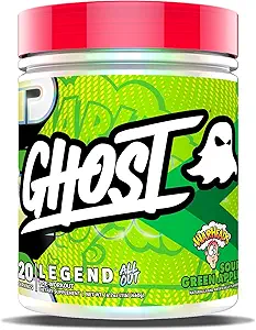 GHOST Legend All Out Pre-Workout Powder, Warheads Sour Green Apple - 20 Σερβιέτες - Pre-Woolout Supplement for Men & Women - Ενέργεια & Αντλίες - Καφεΐνη, L-Citrulline, & Beta Alanine Blend - Χωρίς ζάχαρη