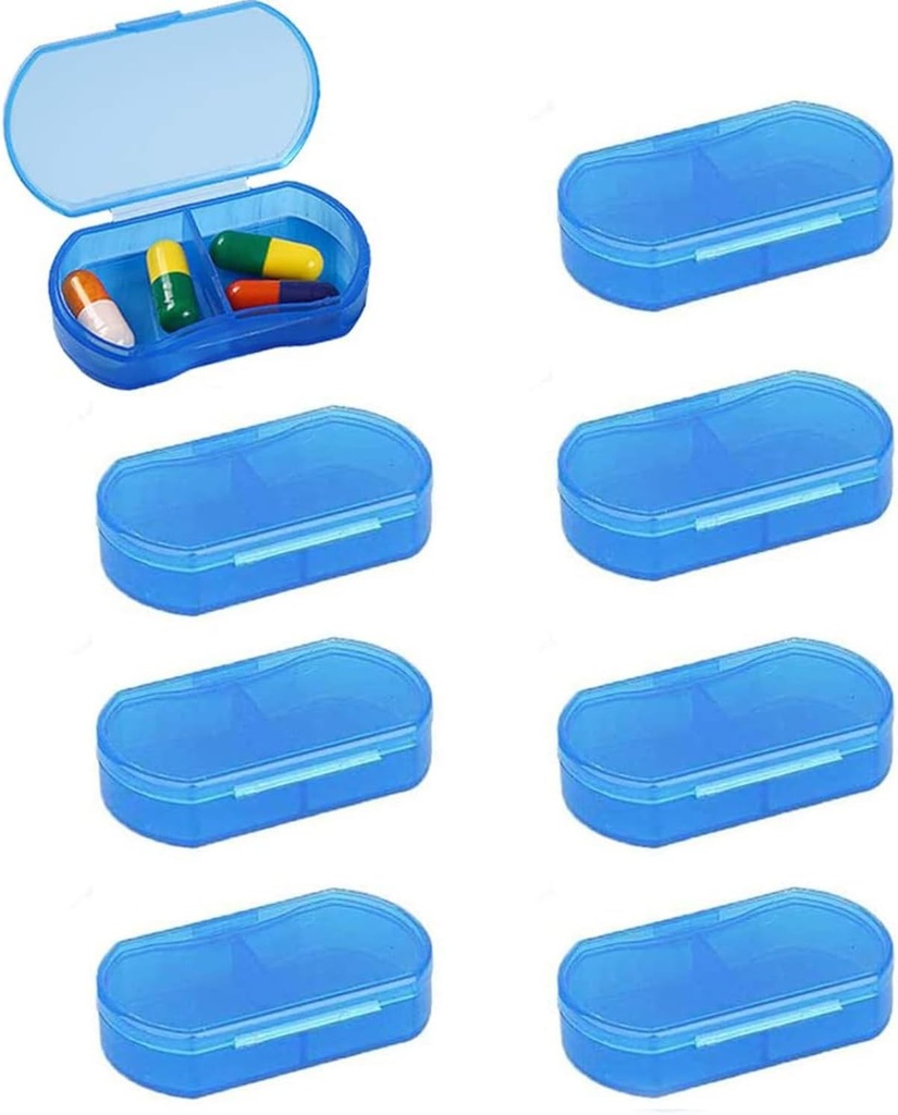 8 Geliştirilen Pill Case Organizer Pocket Small Pill Holder, Daily AM & PM kapsayıcılar, Tıp Sahibi, İlaçlar için ideal, Vitamin, Tamam, Seyahat için Mükemmel, Purse (Mavi)