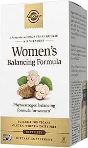 Solgar Women's Balancing Formula, 60 Tablets - Pueraria Mirifica - Phytoestrogen Balancing Formula, Energy Μεταβολισμός, Νευρικό Σύστημα Υγεία - Vegan, Χωρίς γλουτένη, Γαλακτοκομικά, Kosher - 60 Υπηρεσίες
