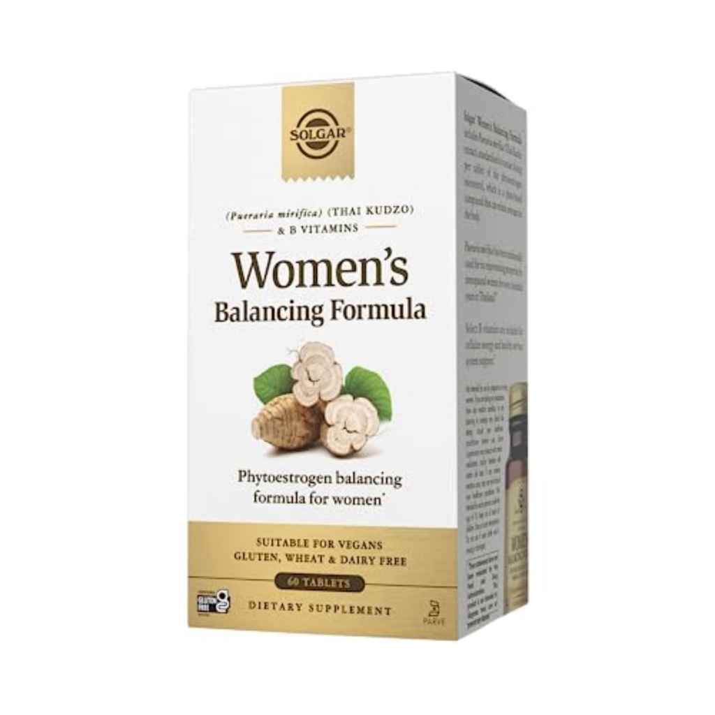 Solgar Women's Balancing Formula, 60 Tablets - Pueraria Mirifica - Phytoestrogen Balancing Formula, Energy Μεταβολισμός, Νευρικό Σύστημα Υγεία - Vegan, Χωρίς γλουτένη, Γαλακτοκομικά, Kosher - 60 Υπηρεσίες