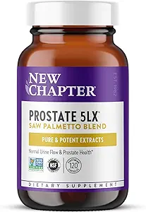 New Chapter Prostate Supplement - Prostate 5LX™ with Clinical Strength Saw Palmetto + Fermented Selenium for Men’s Wellness - 120 ct Vegetarian Capsule
