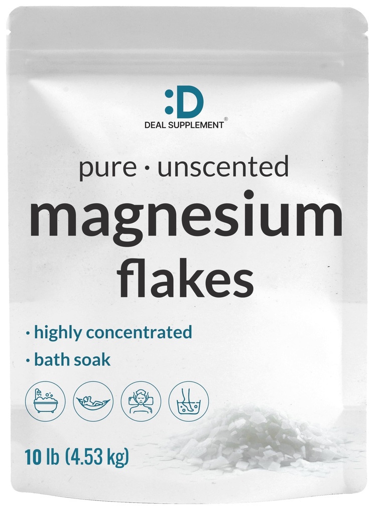 Pure Flakes Bath Soaks, 10lbs - Doğal Epzo Salt Substitute | High-Abase Magnezyum Chloride Flakes | Hydrates Skin & Promosyonlar Rahatlama