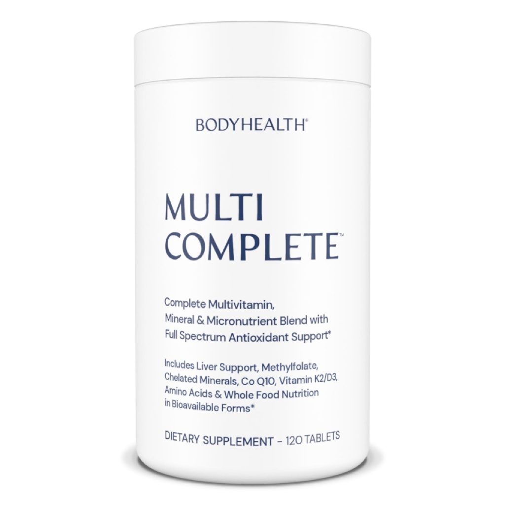 BodyHealth Multi Complete (120 Ct) Καθημερινή πολυβιταμίνη για άνδρες και γυναίκες με ολόκληρα τρόφιμα, ορυκτά, αντιοξειδωτικά, οργανικά πράσινα συμπυκνώματα τροφίμων, και εκχύλισμα Detox ήπατος, Vegan και μη ΓΤΟ