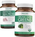İrlandalı Deniz Moss & Organik Süper Yeşiller (1-Month Supply) Supercharge Duo Sche - Organik İrlandalı Denizmosları - Raw Vegan Superfood (60 Caps) & Organic Greens Toz 28 Meyve ve Sebze (60 Caps)
