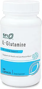 Klaire Laboratuvarları SFI Health L Glutamine Capsules - 500 Milligrams Hipoallergenik Amino Asits Supplement - Supports Muscle & GI Function - Dairy Free & Gluten Free (100 Capsules)