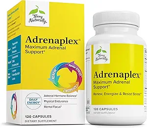 Terry Φυσικά Adrenaplex - Adrenal Gland συμπλήρωμα λειτουργίας - Γαιογενής υποστήριξη με βιταμίνες C & B6 - Συμπλήρωμα διατροφής για την υποστήριξη Υγιεινή λειτουργία Adrenal - 120 κάψουλες
