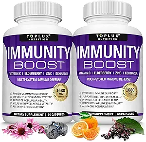 â € “” 1650mg Made with Elderberry, βιταμίνη C, ψευδάργυρο, Echinacea & Probiotics for Immune System Booster, Υποστήριξη Υγιεινό αναπνευστικό σύστημα, 2x 60 κάψουλα