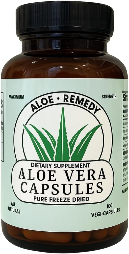 Aloe Vera Κάψουλες 180 Count Freeze Αποξηραμένο Gel και Leaf Powder για την υποστήριξη IC BPS Digestive και Bladder Health Made in USA Φυσικό συμπλήρωμα