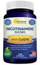 CoQ10 (120 Capsules) ile Nicotinamid - B3 500 mg (Niacinamid Flush Free) - Coenzyme Q10 Toz - VIT B-3 & Coq 10 Pills to Support Energy, NAD, & Skin Cell Health
