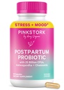 Pink Stork Probiotics για μεταγεννητικές γυναίκες - 30 δισεκατομμύρια CFUS με Ashwagandha και χαμομήλι, Επιλόχεια Απαραίτητα για την ισορροπία ορμονών, Mood Support, Gut Health, Digestive Wellness, 30 κάψουλες