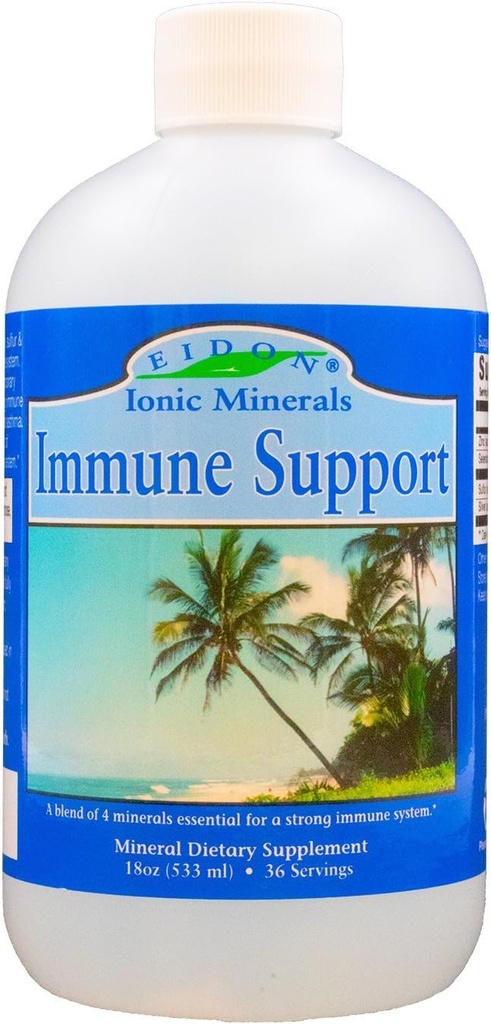Eidon Ionic Minerals Υγρό συμπλήρωμα υποστήριξης ανοσοποιητικών με ψευδάργυρο, σελήνιο, διατηρεί & υποστηρίζει ανοσοποιητικό σύστημα, Bioδιαθέσιμο, χωρίς πρόσθετα - 18 oz