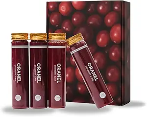 CRANEL UTI Support Cranberry Elixir, 4X Bottles (Monthly Supply) Clinically-Proven & Antibiotic-Free, Packed with 3,000 Real Cranberries (Tart Taste) Vegan & Non-GMO, Zero Added Sugar