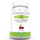 Mauricettes Chewable Vitamin D3 ile K2 – 2in-1 Bone & Heart Health Support – Immune Branson – Doğal Cherry Flavor – Yetişkinler ve Çocuklar için 90 Tablet
