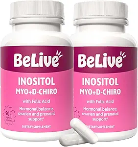 Live Myo-Inositol & D-Chiro Inositol Supplement – 2 Pack – 90 Capsules Her – 40:1 Kadın için Folic Asit ile Oran