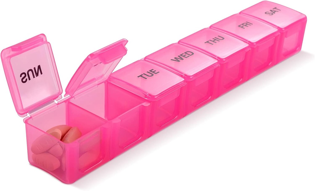 Pink XL Ekstra Büyük Haftalık ve Günlük Pill Pills /Vitamin/Fish Oil /Supplements (Pink) için Organize Edilecek