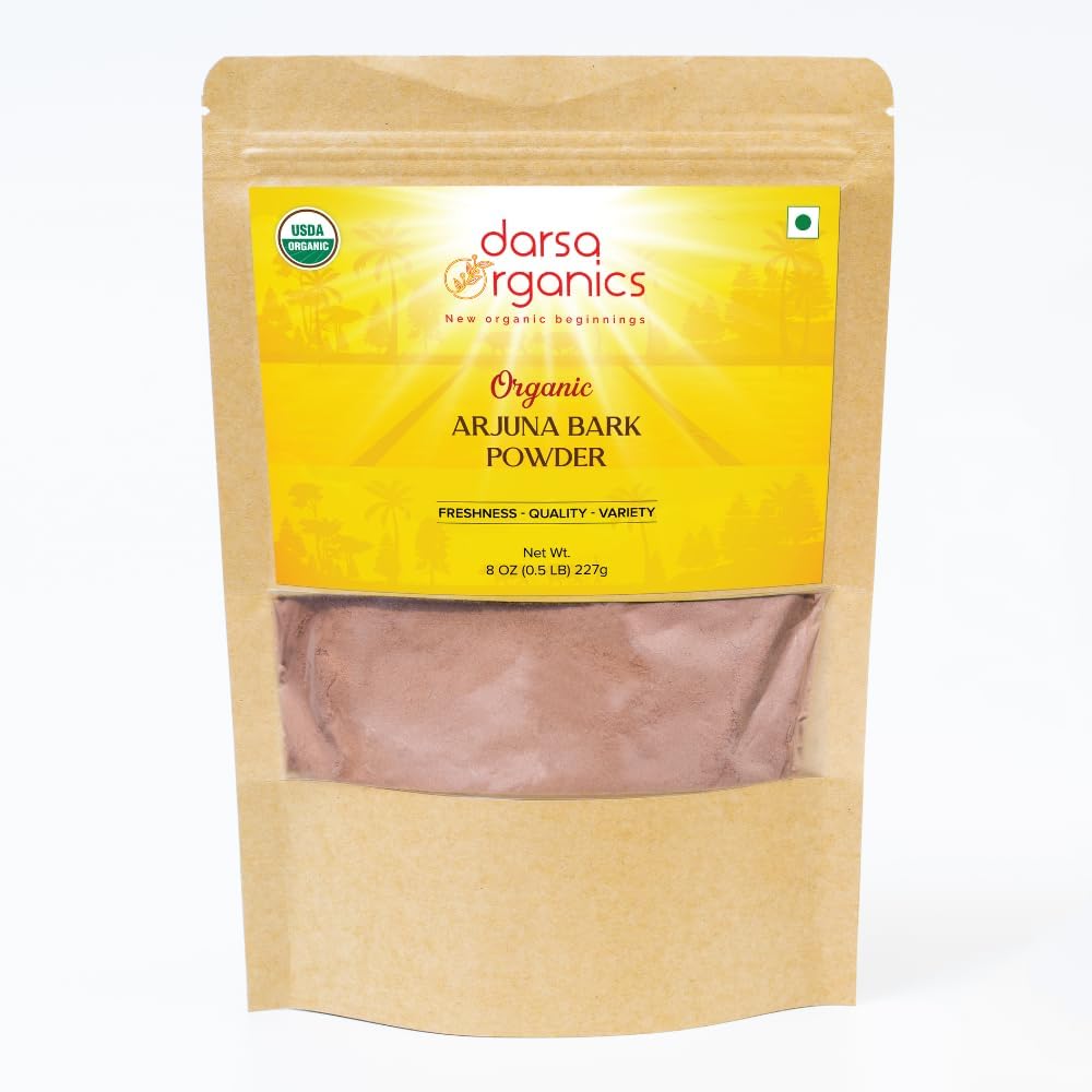Arjuna Toz, 8 oz - USDA Organik Terminalia Arjuna for Cardiovascular Support, Heart Health and Blood Printing Care, Arjuna Bark Toz, Non-GMO, Gluten-Free, Kosher