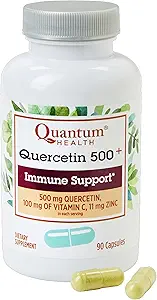 Kuantum Sağlık Quercetin+ 500 mg Güçlü Immune Support Supplement ile çinko 11 mg & C 100 mg - Mevsimlik Immunity Boost, Respiratory Health & Gut Support Complex for Women & Men - 90 Capsules
