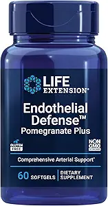 Life Extension Endothelial Defense Pomegranate Plus – Pomegranate Tohum, Çiçek ve Meyve Kalp ve Endothelial Health için Formula Supplement - Gluten-Free, Non-GMO – 60 Softgels