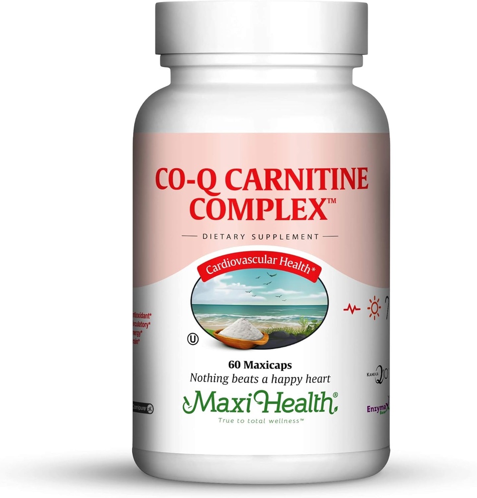 Maxi Health Coq Carnitine Complex - Coenzyme Q10 & L-Carnitine - Kalp Sağlığı - 60 Capsules - Kosher (CAR)