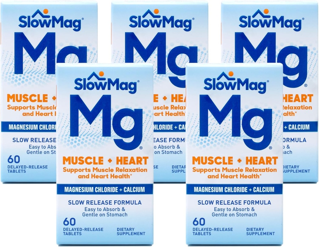 Slow Mag Magnezyum Klorid vedis, her biri 60 Tablet (Value Pack of 5)