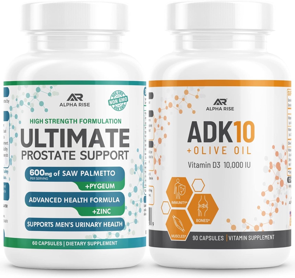 Best Over-The-Counter Prostate Υποστήριξη - συμπλήρωμα υγείας του προστάτη για τους άνδρες (60 κάψουλες) + ADK 10 συμπλήρωμα βιταμίνης + ελαιόλαδο για καλύτερη απορρόφηση (90 κάψουλες χορτοφάγων)
