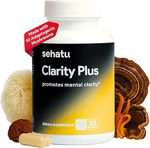 Clarity Plus Cognitive Wellness Supplement | 10 Güçlü Adaptojenik Mushrooms ile Paketlendi | Clear Brain Fog ve Support mental Clarity | 60 Kont | 30 Day Supply