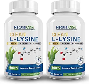Doğal Cure Laboratuvarları Temiz L-Lysine 600 mg, 120 Capsules | Vegan, Non-GMO, & Gluten Free