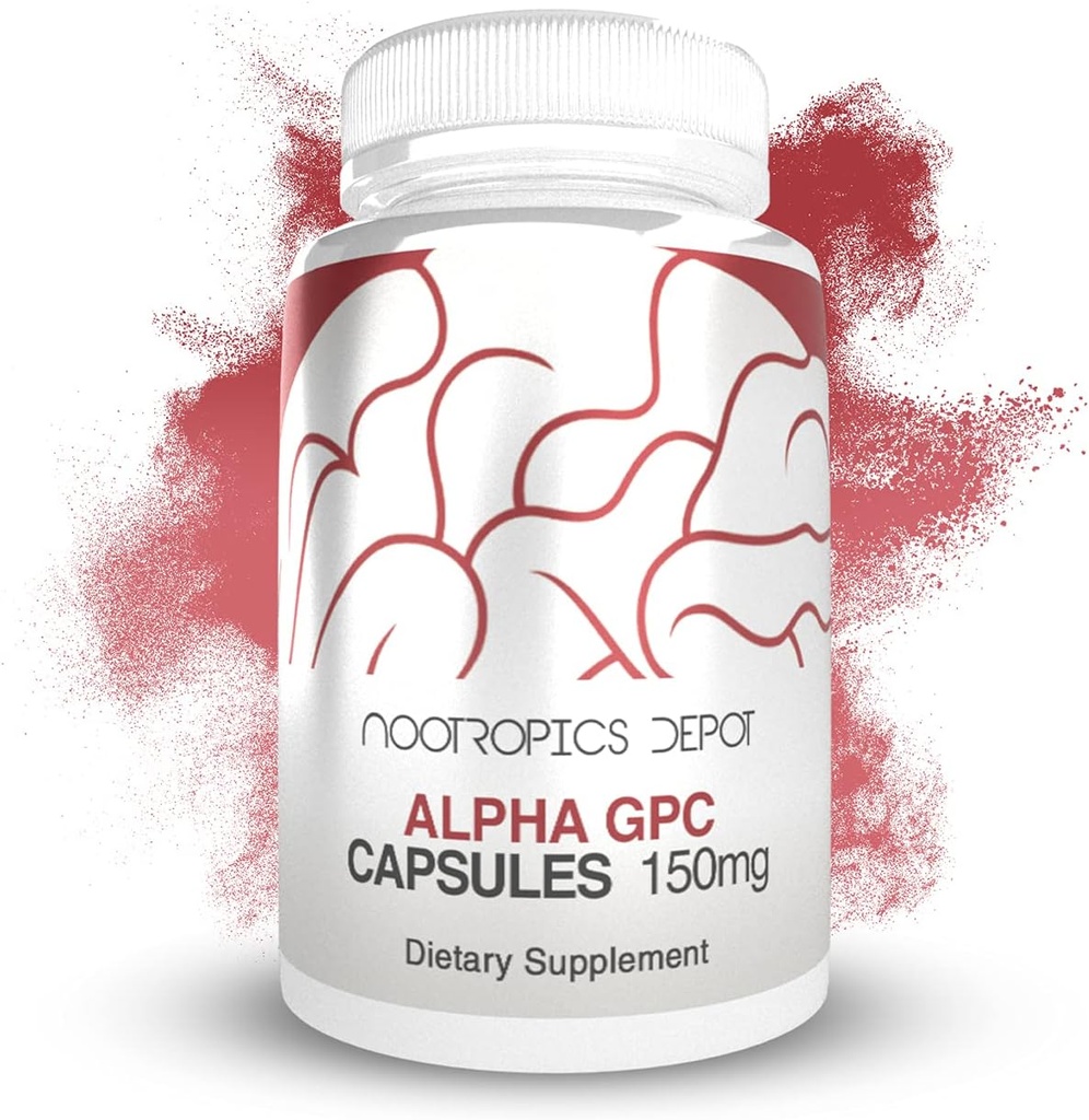 Nootropics Depot Alpha GPC Capsules | 150 mg | 60 Kont | Choline Supplement | Beyin Sağlık Tamam | Sağlıklı Beyin Fonksiyonlarını Destekler | Geliştirilmiş Cognition, Memory + Focus