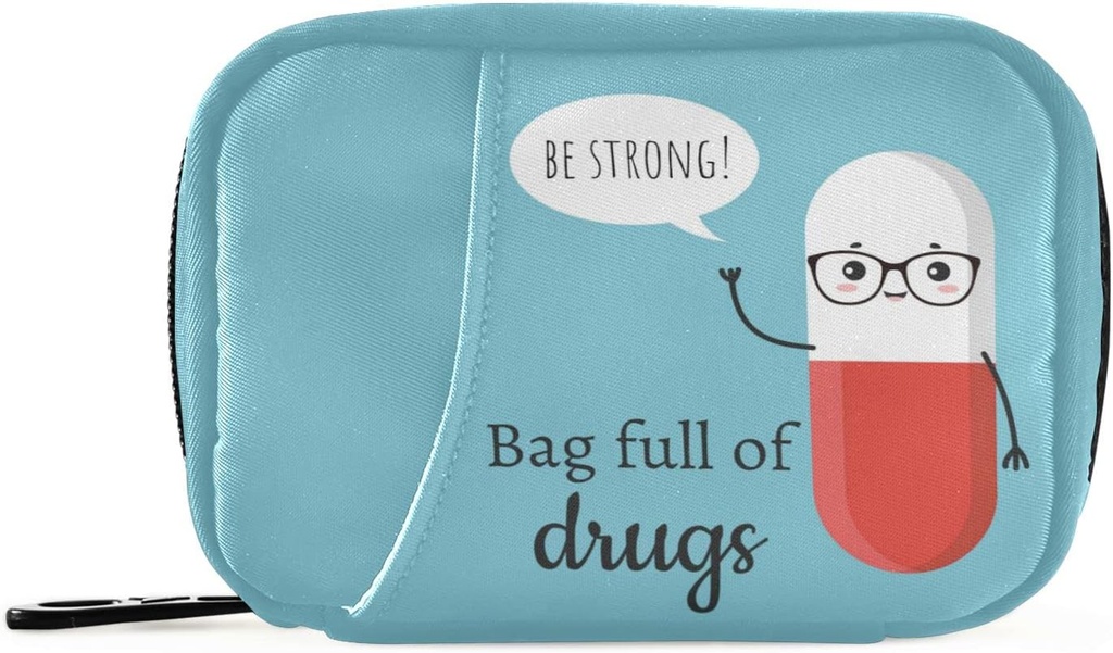 Naanle Cute Cartoon Pill Box 7 Day Case Bag Travel Organizer with Surface Portable Weekly Compact Boyut for Vitamin Supplementrec A Cartoon Blue Red 4.6 x 3.14 x 1.88 Perfect