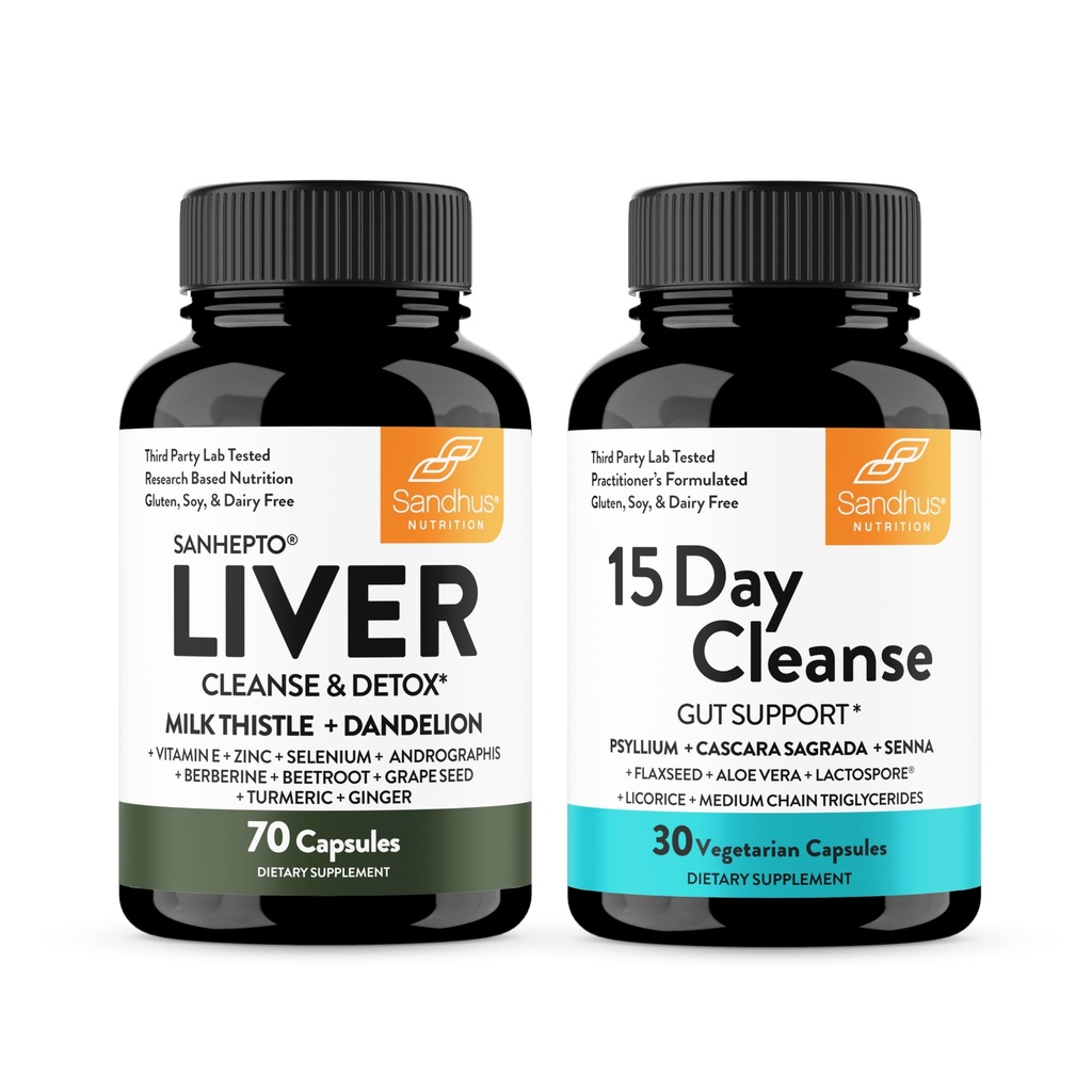 Liver Sandhu's Renew Cleanse Detox Support & 15 Day Gut Cleanse Υποστήριξη συμπλήρωμα για γυναίκες & άνδρες