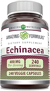 Amazing Formulas Echinacea Supplement | 400 Mg Per | 120 Veggie Capsules | Non-GMO | Gluten Free | Made in USA