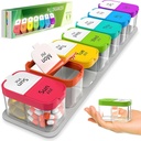 Ekstra Büyük Haftalık Pill Organizer - XL Vitamini 7 Detachable AM PM Karşılaştırmalar - Ev ve Seyahat için Portatif Tıp Hediyesi, Haftalık veya Günlük kullanım için Big Supplement Konteyner, Rainbow Oil
