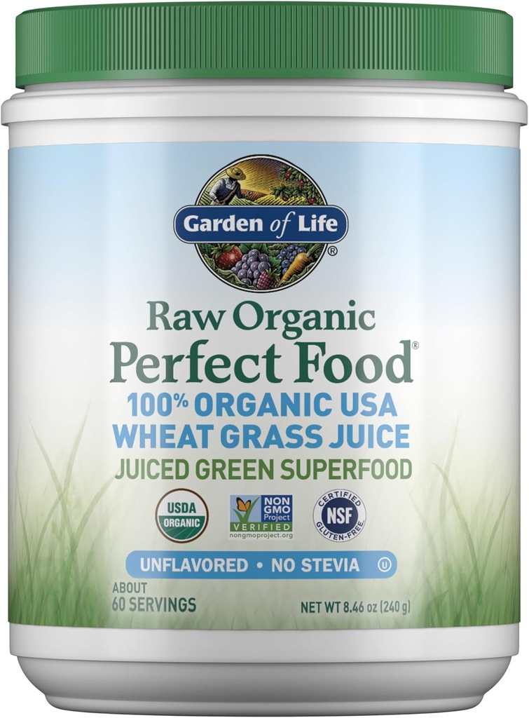 Life Raw Organic Perfect Food 100% Organic USA Buğday Grass Juice - Sud Green Superfood Greens Toz, 60 Hizmet - Stevia-Free, Non-GMO, Vegan, Gluten Free Whole Food Diyetary Supplement