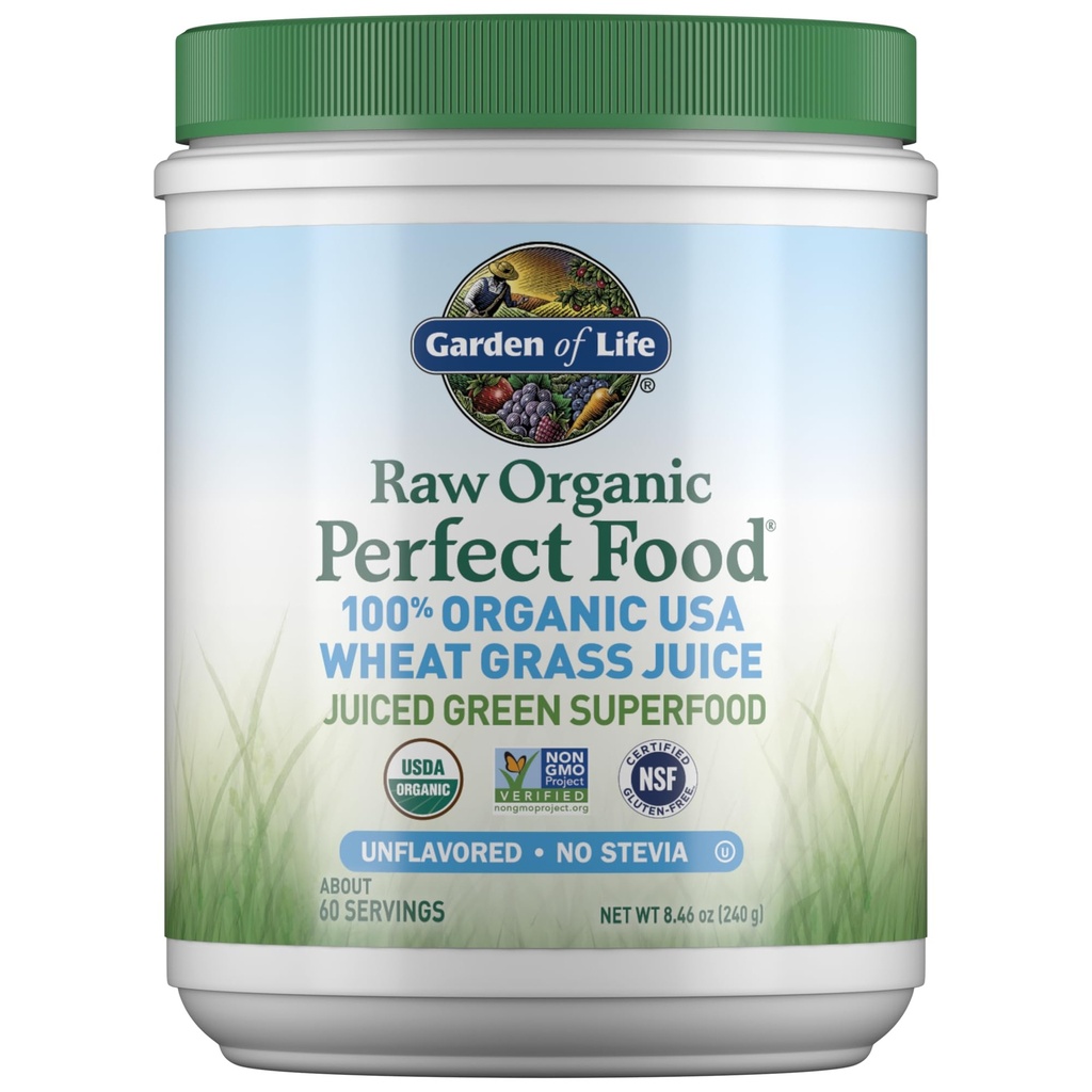 Life Raw Organic Perfect Food 100% Organic USA Buğday Grass Juice - Sud Green Superfood Greens Toz, 60 Hizmet - Stevia-Free, Non-GMO, Vegan, Gluten Free Whole Food Diyetary Supplement