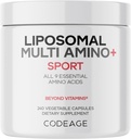 Κωδικοποίηση Multi Amino+ BCAA & EAA συμπλήρωμα, Όλα τα 9 αιθέρια αμινοξέα, δωρεάν φορμά διακλαδισμένα-χάιν αμινοξέα χάπια, συμπλήρωμα αθλητισμού, πριν & μετά την προπόνηση, λιποσωμική παράδοση, Vegan, 240 κάψουλες