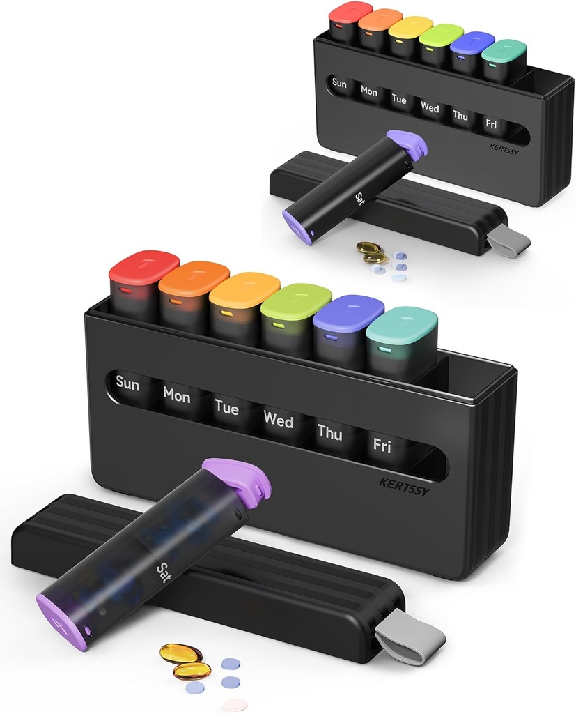 Haftalık Pill Organizer 2 Times a Day - Am Pm Pill Box 7 Gün, Büyük İki Tıp Pill Case for Daily Drug, Vitamins, Fish Oils, Supplements Portable Week Pill Holder Container.