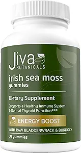 Jiva Botanicals - Ιρλανδική θάλασσα Moss Gummies με Bladderwrack & Burdock Root 3000mg - ανοσοποιητικό σύστημα Υποστήριξη για Ενήλικες - 60 κόμης
